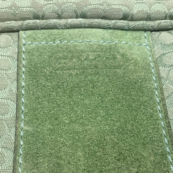 Vintage Coach Signature Jacquard Green Canvas Travel Cosmetics Bag - Picture 11 of 14
